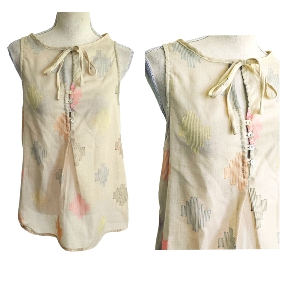 Dylan Thread Embroidered Button Tie Tank Top - Picture 2 of 9